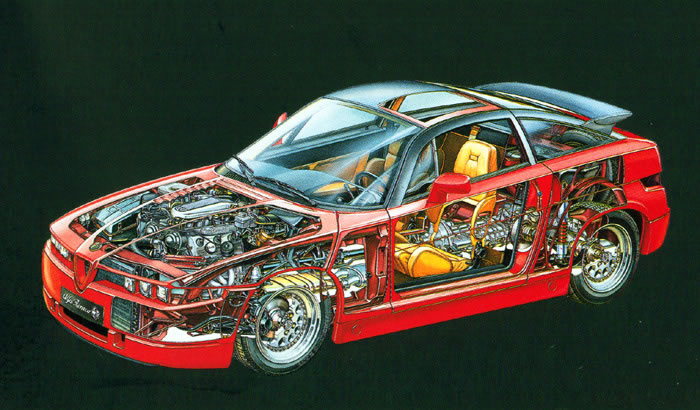 Alfa Romeo Zagato ES30 RZ SZ Schnittzeichnung